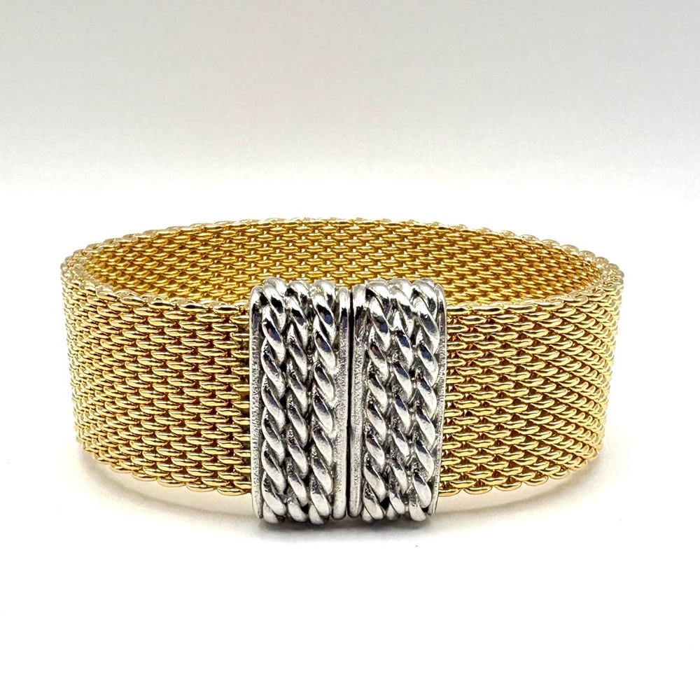 Erica Zap Gold & Silver Mesh Bracelet with Textured  Magnetic Closure
